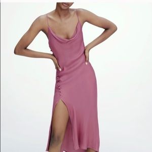 Zara slip dress with a button detailed slit